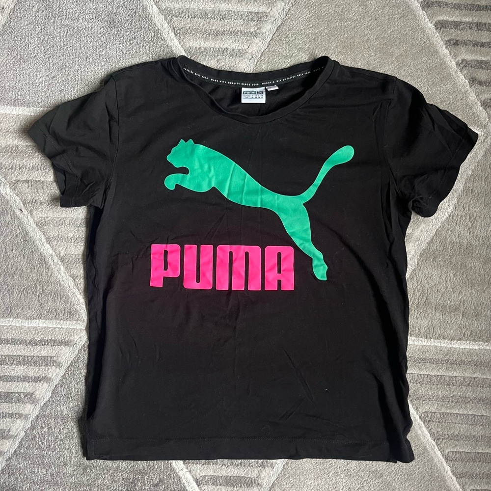Puma Black Tee with Green Accents